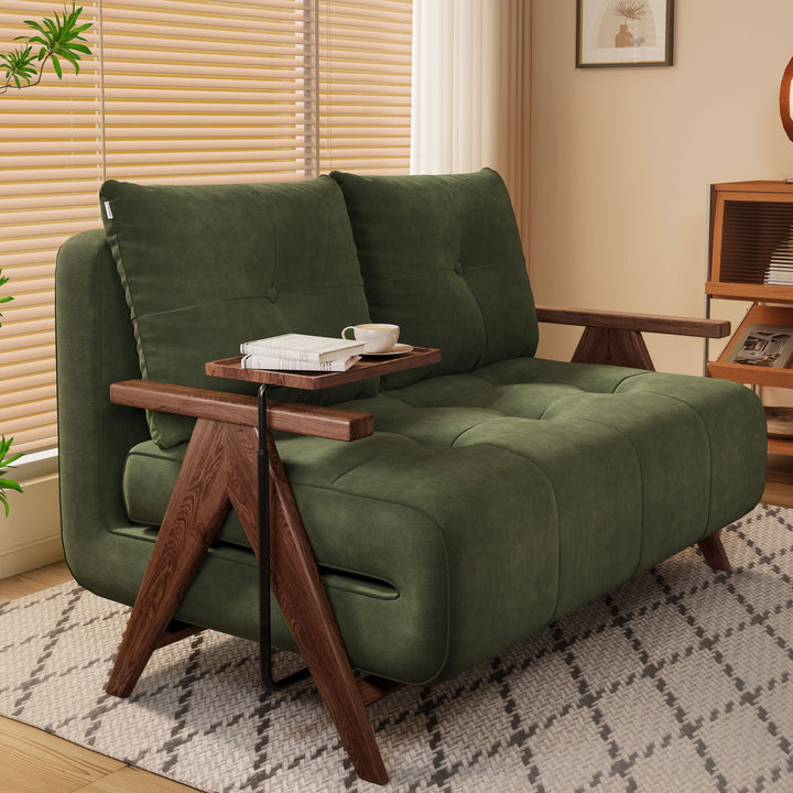 Cottonfy Foldable Matte Fabric Solid Wood 3 Mode Sofa Bed Cottonfy UK 136CM Green