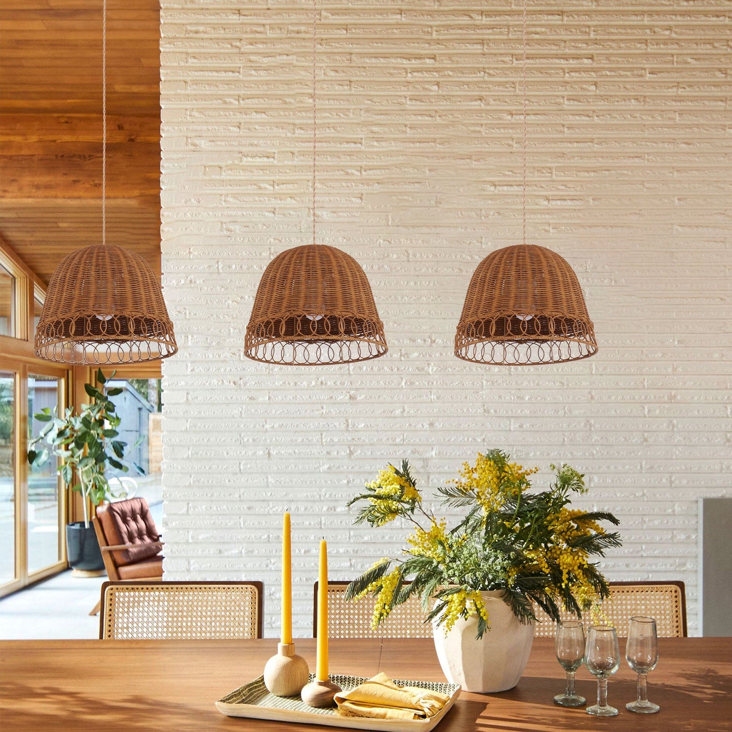 Living Nest UK Handwoven Rattan Pendant Light for Cozy Living Spaces Living Nest UK