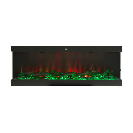42/48/56/72inch 3-Sided Black/White Electric Fireplace with Remote Control, WiFi Function, Adjustable LED Flames and Heating Modes