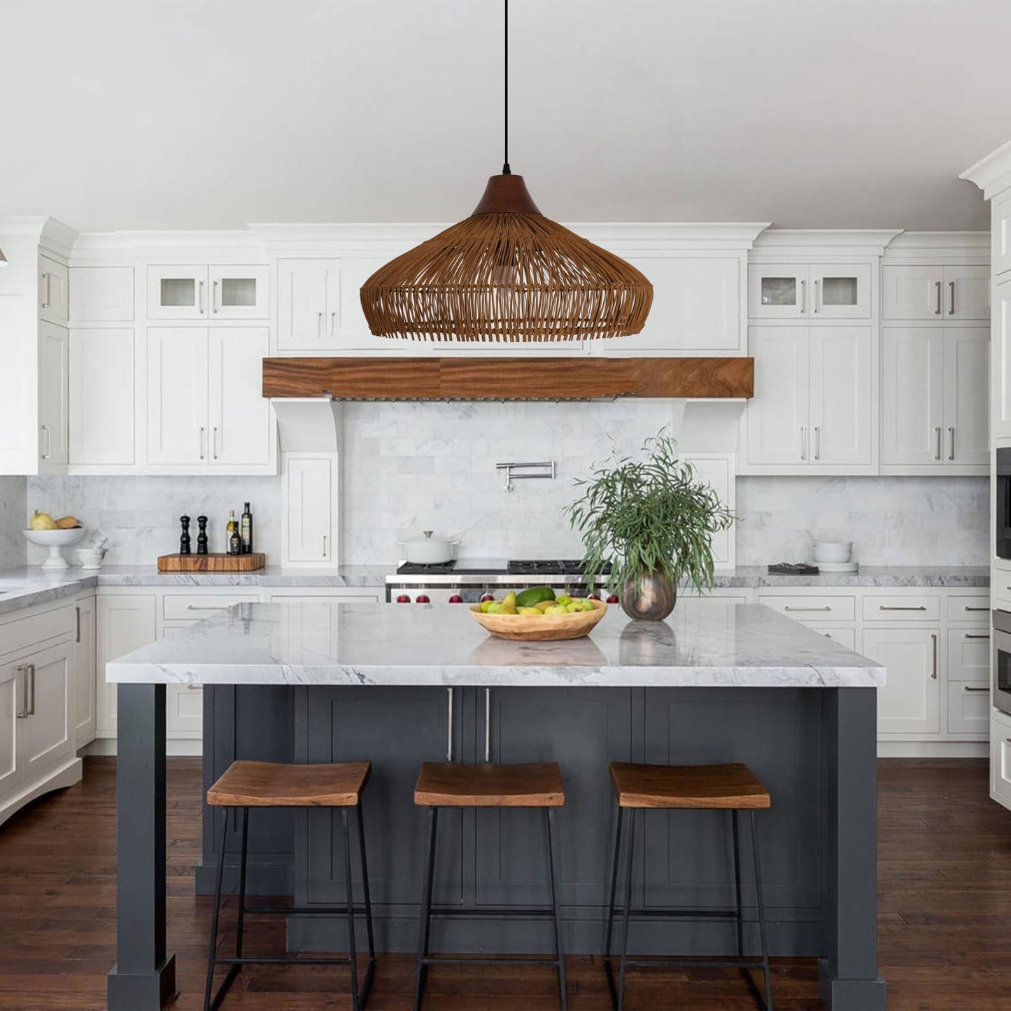 Living Nest UK Bell-Shaped Handcrafted Bamboo Kitchen Pendant Lighting Living Nest UK 60 cm Dia ¡Á28 cm H