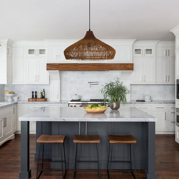 Living Nest UK Bell-Shaped Handcrafted Bamboo Kitchen Pendant Lighting Living Nest UK 60 cm Dia ¡Á28 cm H
