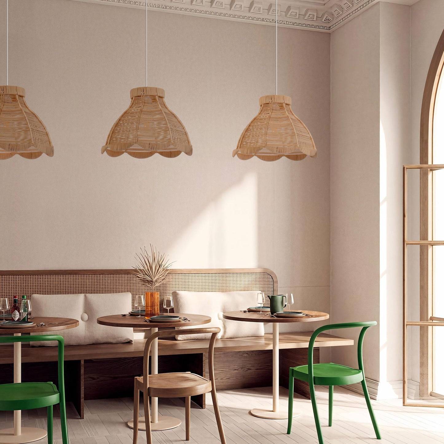 Lightsin Japanese-Inspired Petal Bloom Rattan Woven Pendant Light Lightsin UK 