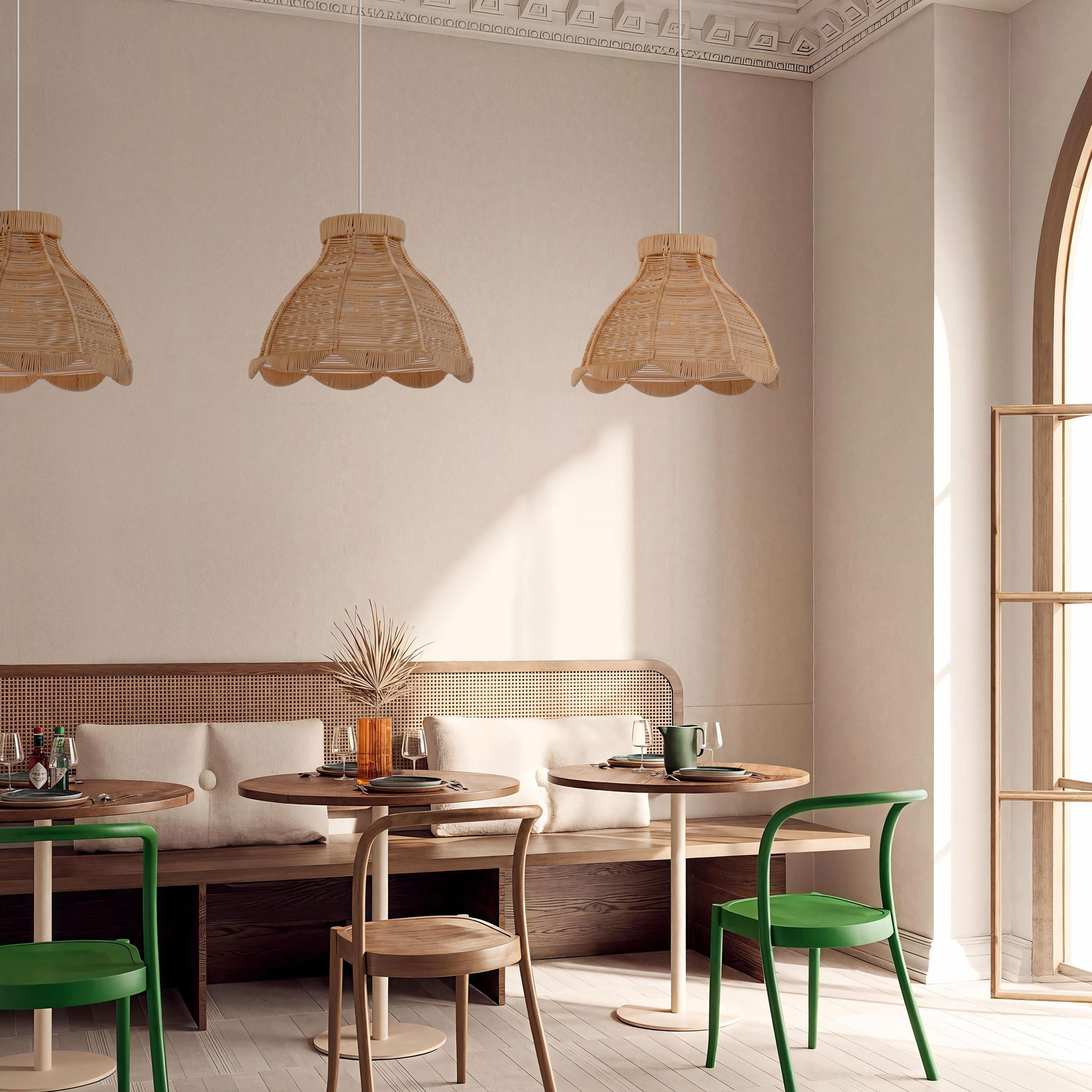 Lightsin Japanese-Inspired Petal Bloom Rattan Woven Pendant Light Lightsin UK 