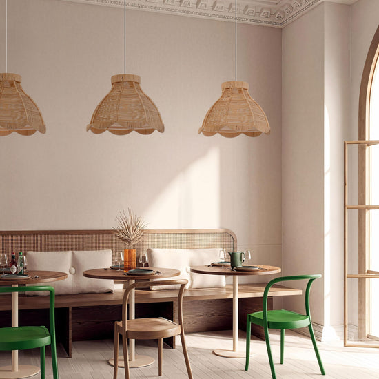 Lightsin Japanese-Inspired Petal Bloom Rattan Woven Pendant Light Lightsin UK 