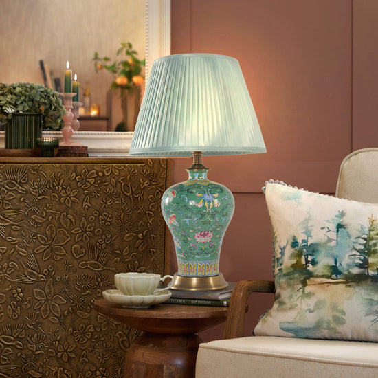 Lightsin Colorful Handcrafted Ceramic Table Lamp - Ideal for Bedroom, Desk & Living Room Lightsin UK Green S