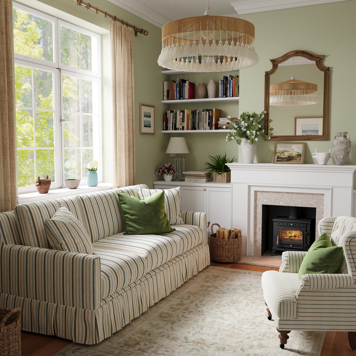 Country Check Sofa with Removable Skirted Covers