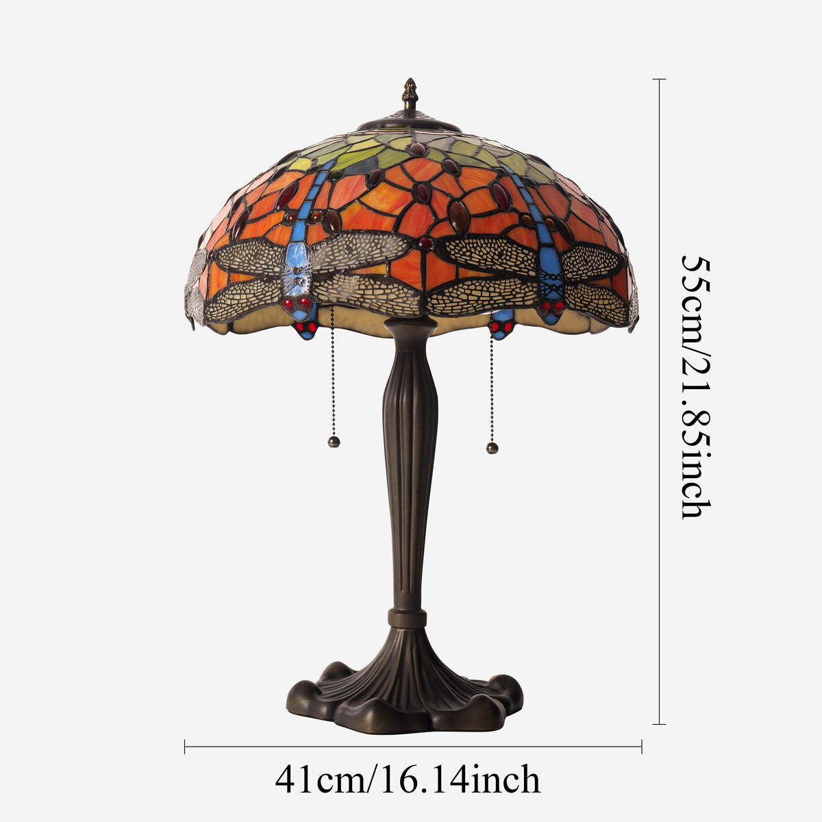 Tiffany Table Lamp | Handcrafted Stained Glass Dragonfly Series Blue Dragonfly