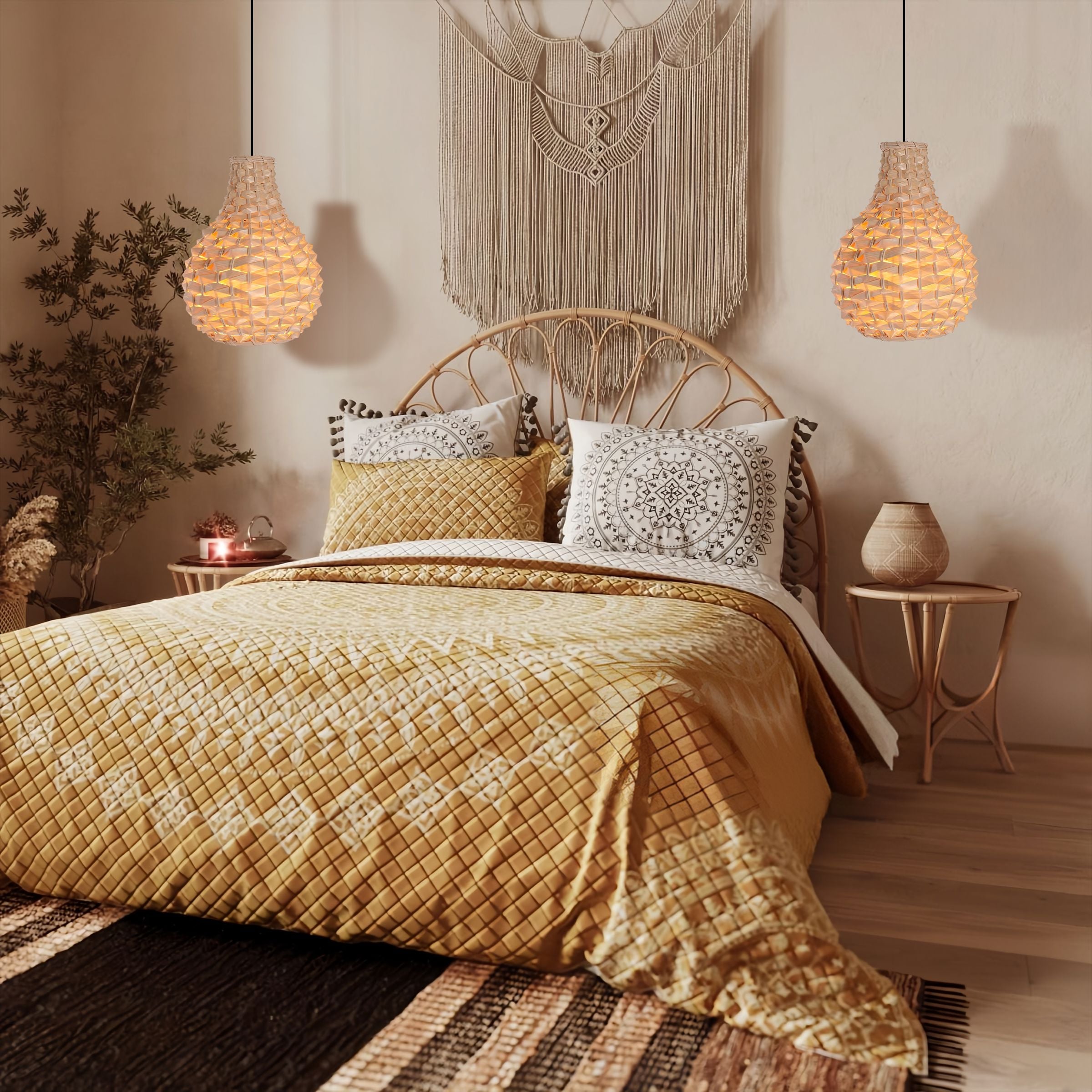 Living Nest UK Bamboo Hand-Weaving Pendant Light Natural Art Lighting Fixture Living Nest UK