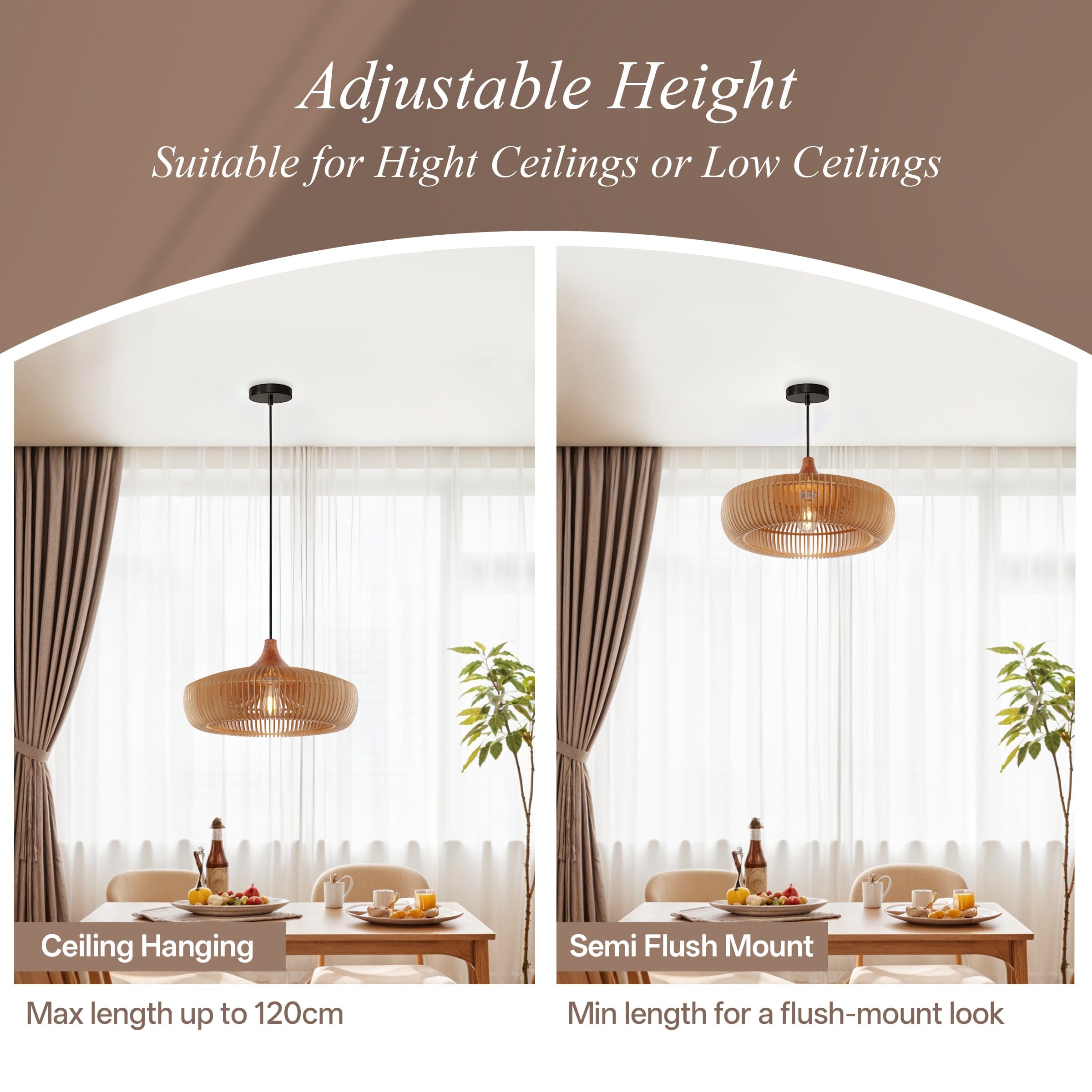 Lightsin Shadome-Lightsin Handcrafted Wooden Kitchen Pendant Light Fixtures Lightsin UK