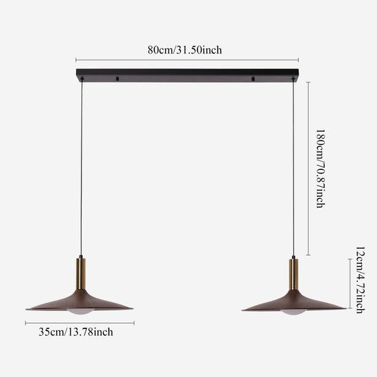 walnut double pendant light shown as a clean product view
