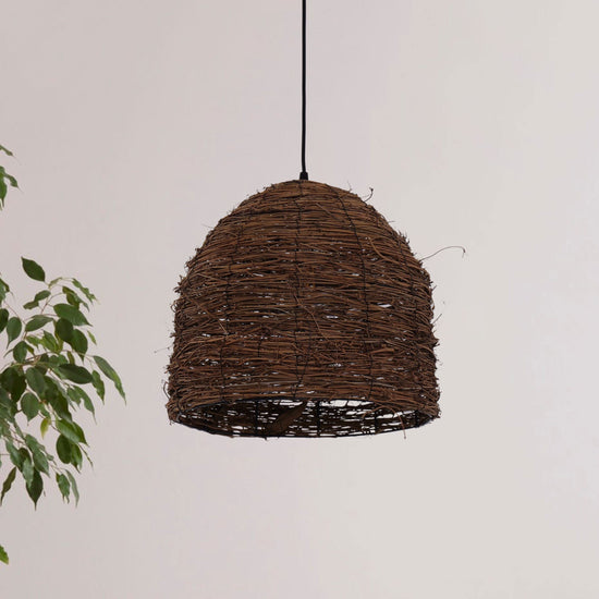 Living Nest UK Rustic Woven Rattan Dome Pendant Light for Cozy Interiors Living Nest UK In Stock