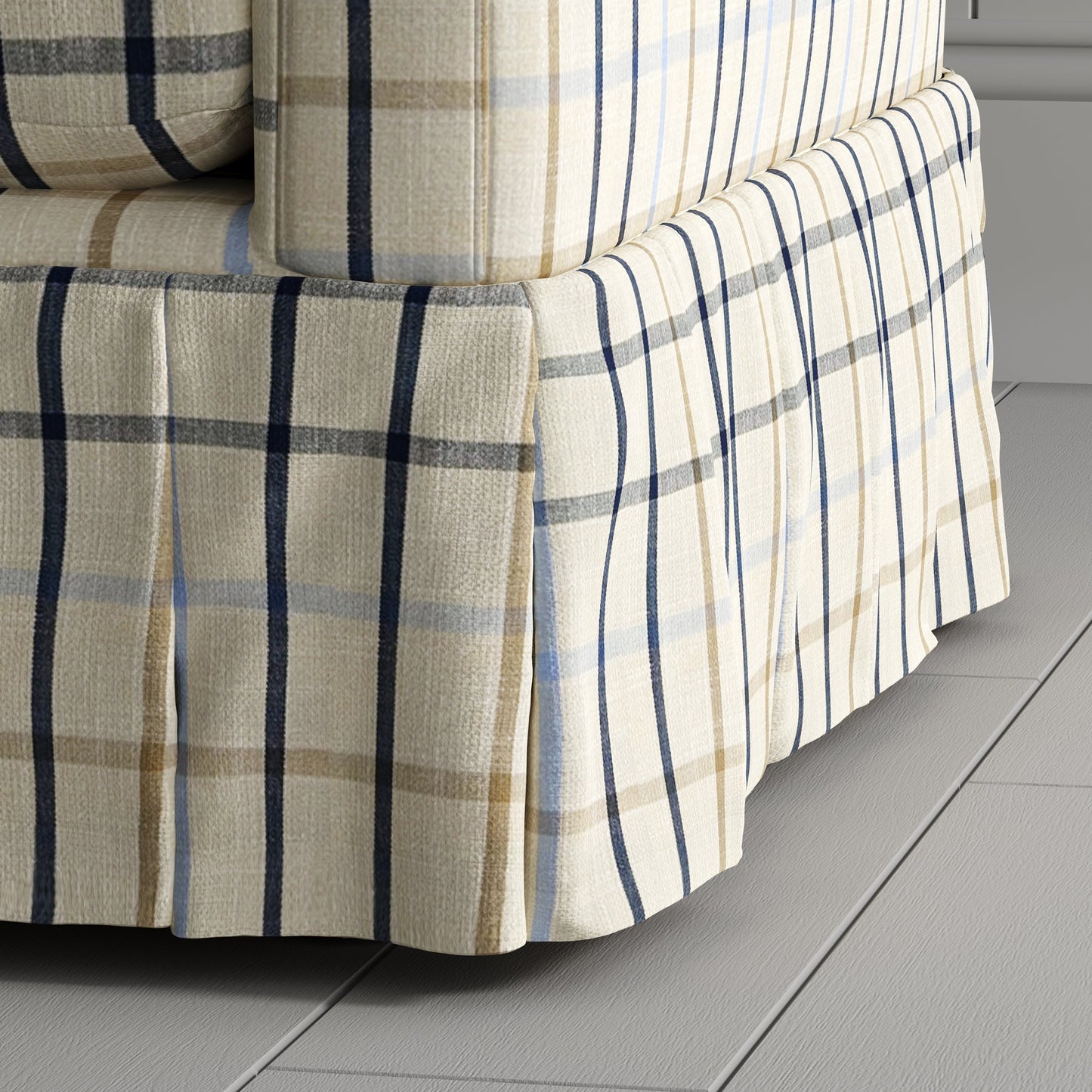 Country Check Sofa with Removable Skirted Covers