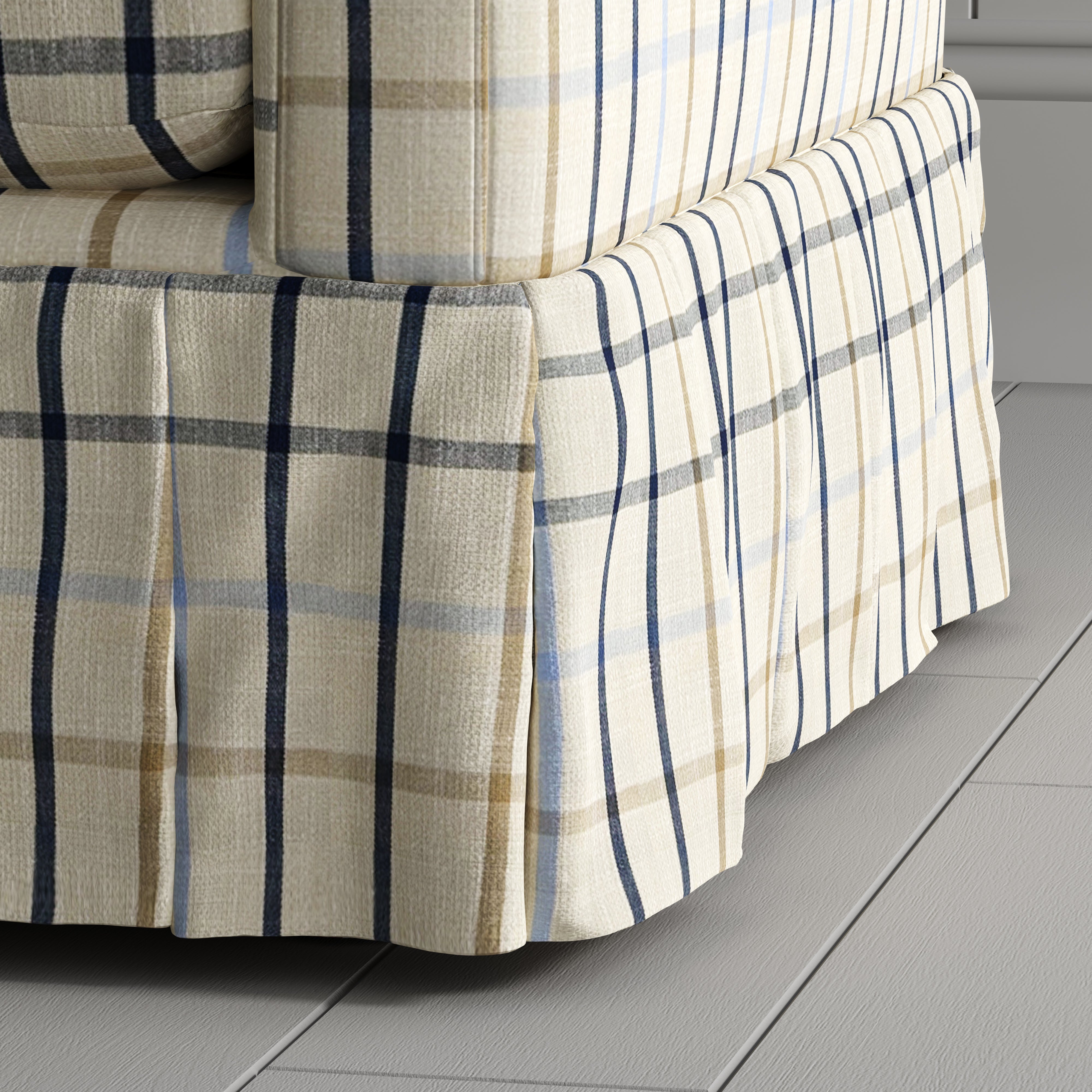 Country Check Sofa with Removable Skirted Covers