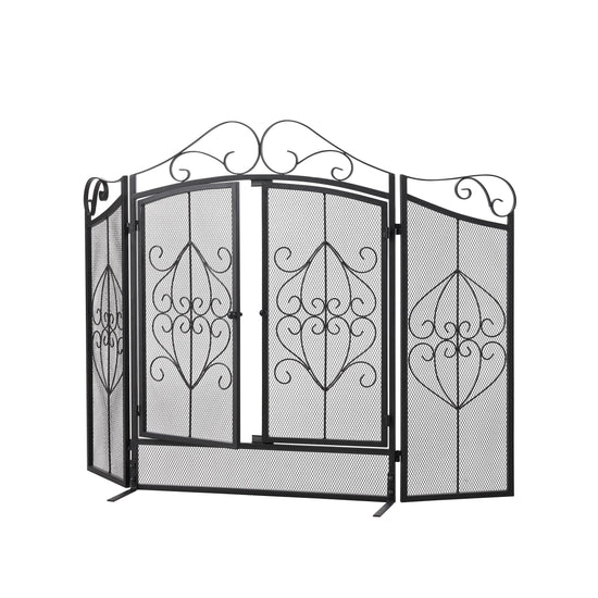 Iron Fireplace Screen Black Powder Coated – 114.7x84x16.5cm