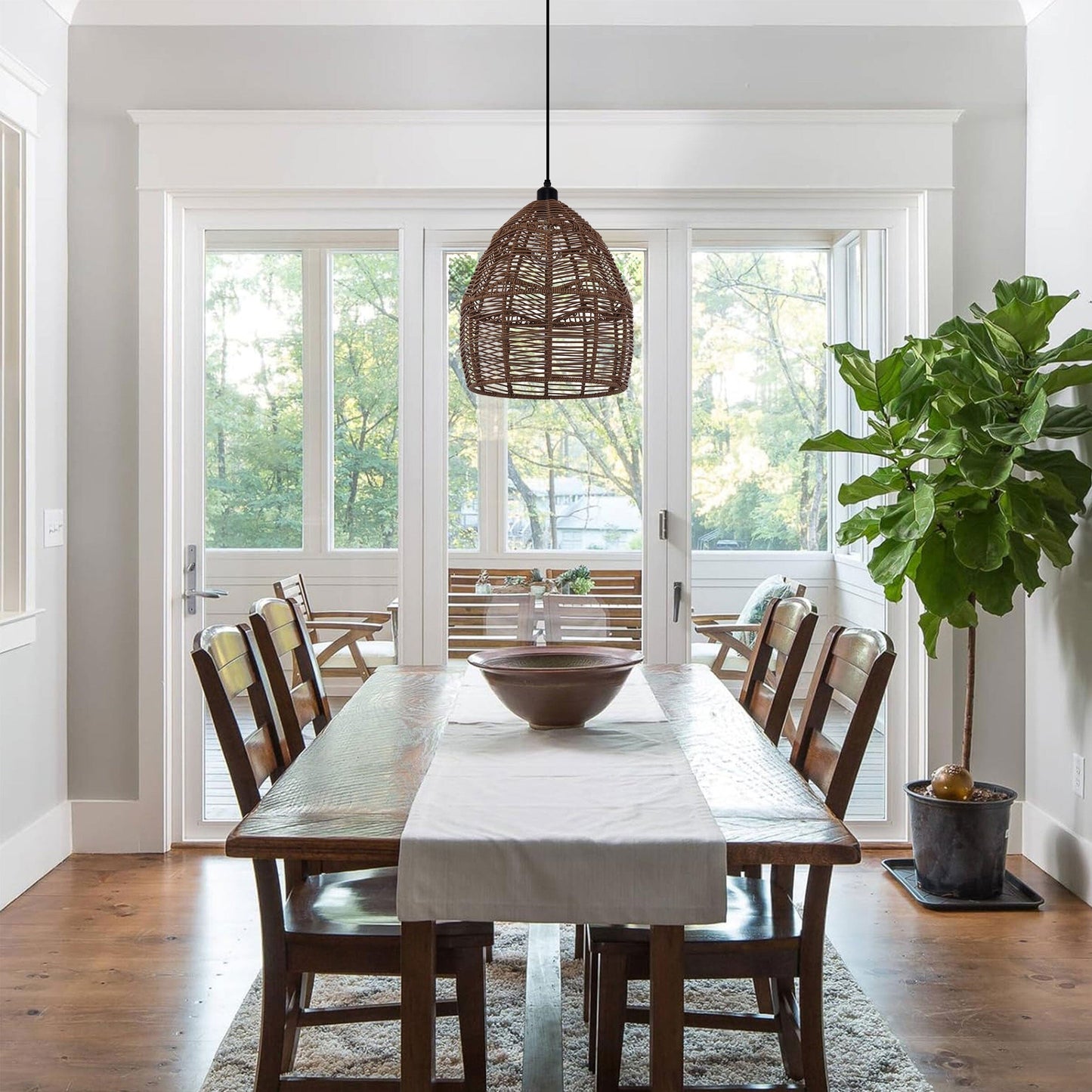 Living Nest UK Bohemian Woven Rattan Pendant Light Wicker Ceiling Fixture Living Nest UK