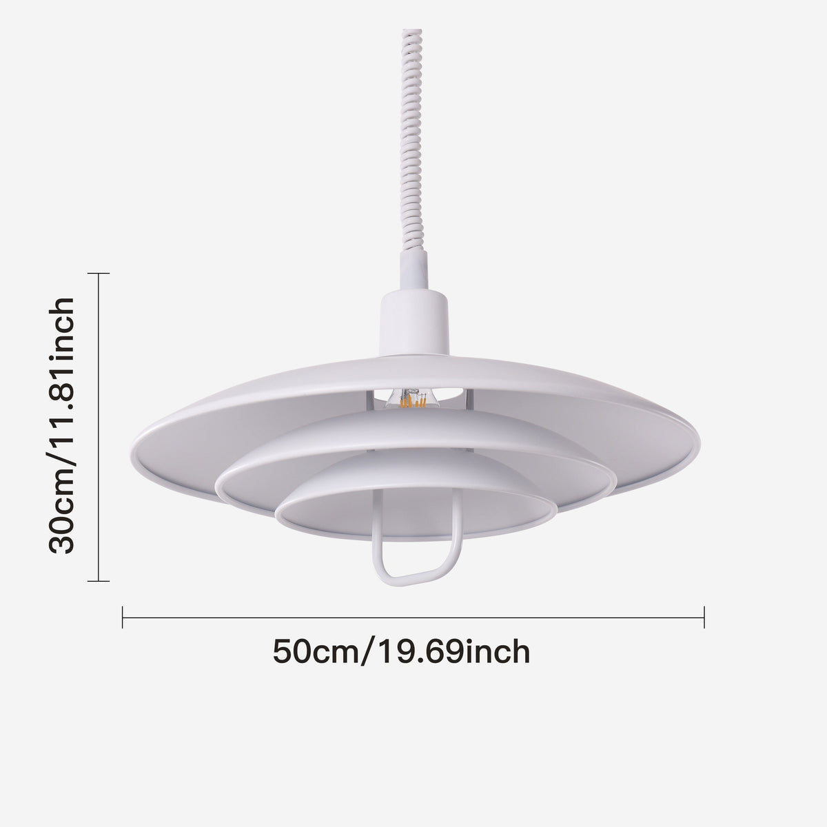 white layered minimalist pendant light with shade and canopy details