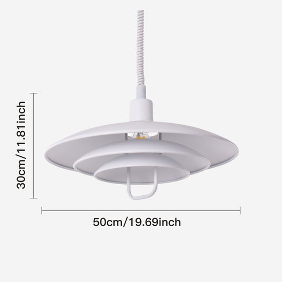 white layered minimalist pendant light with shade and canopy details