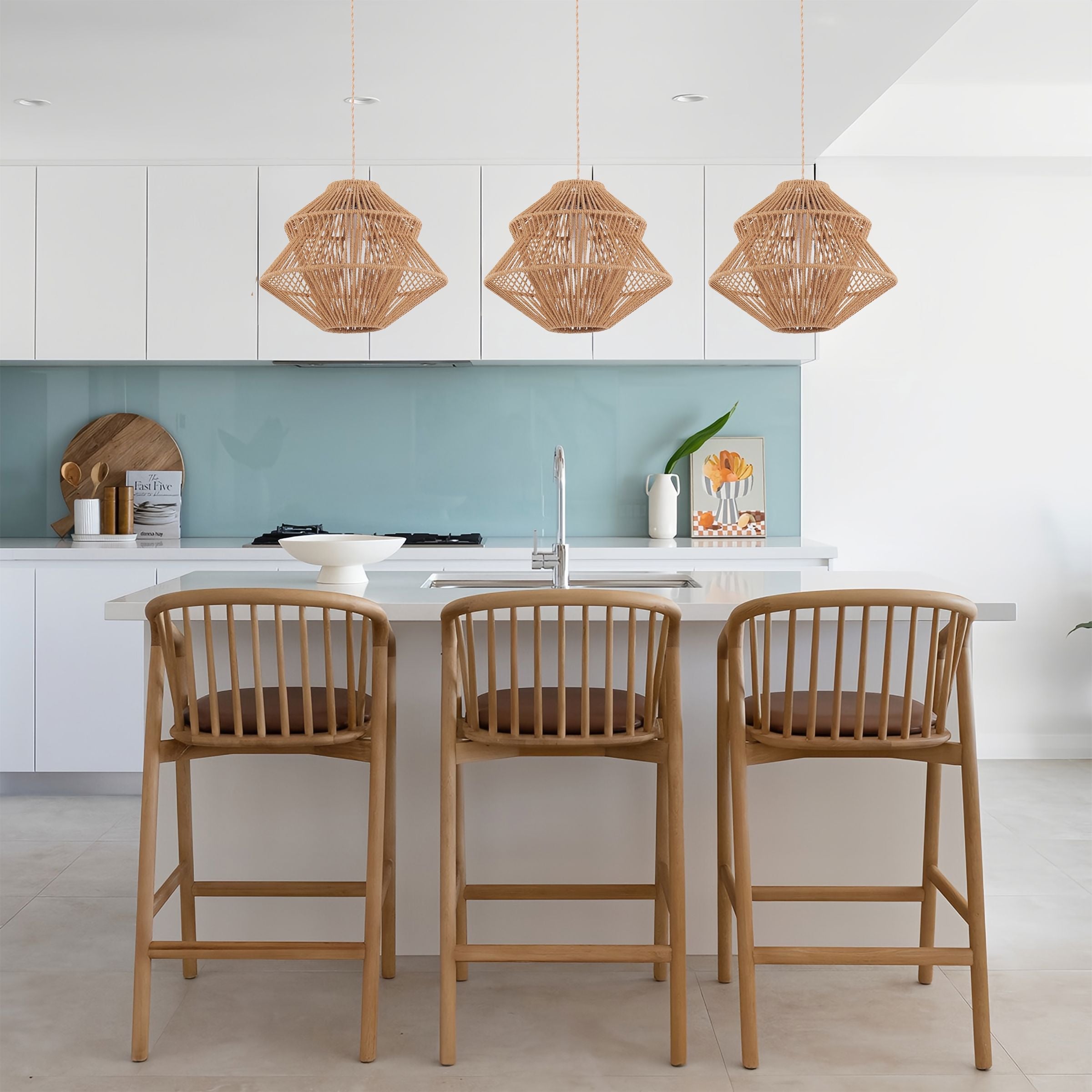 Living Nest UK Rustic Paper Rope Iron Pendant Light Living Nest UK