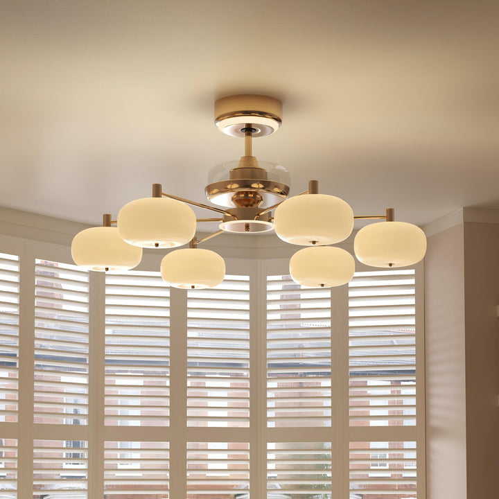 Ceiling Fan Light with 6-Speed Control in Copper and Acrylic