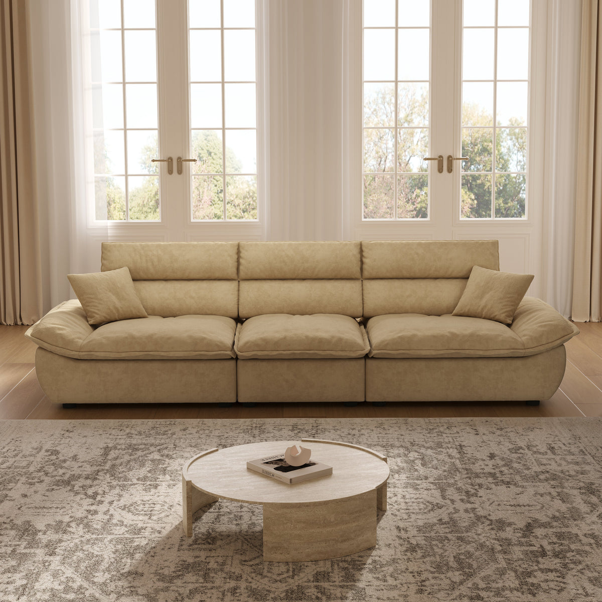 Adjustable Backrest Sailboat Corduroy Sofa Green