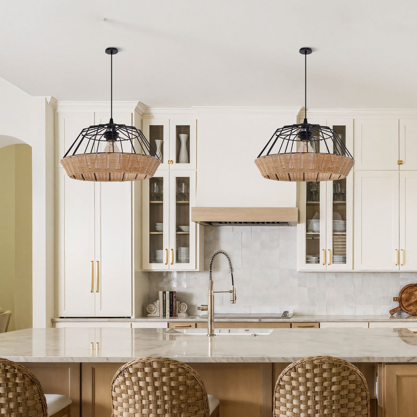 Lightsin Geometric Bamboo Pendant Light for a Touch of Natural Modernity Lightsin UK 2 Units 
