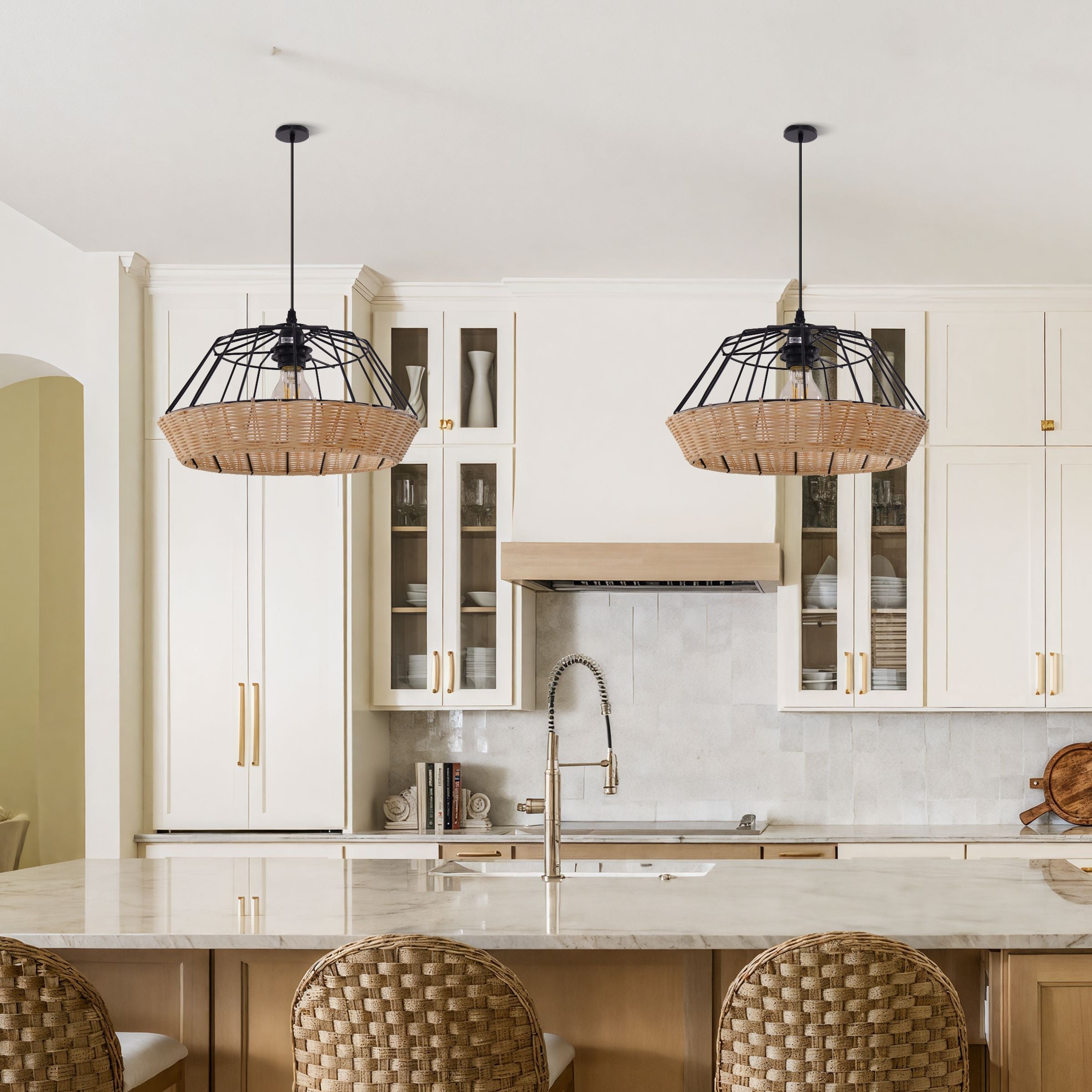 Lightsin Geometric Bamboo Pendant Light for a Touch of Natural Modernity Lightsin UK 2 Units 