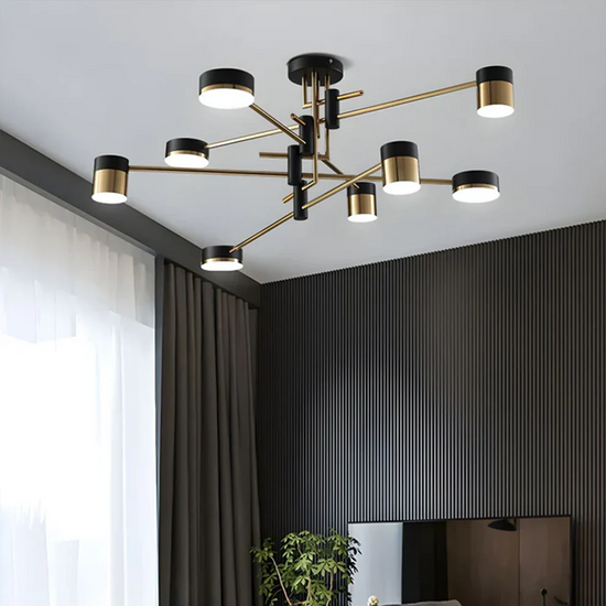 Modern Black & Gold LED Ceiling Light | Flush Mount Fixture with 3 Colour Temperatures