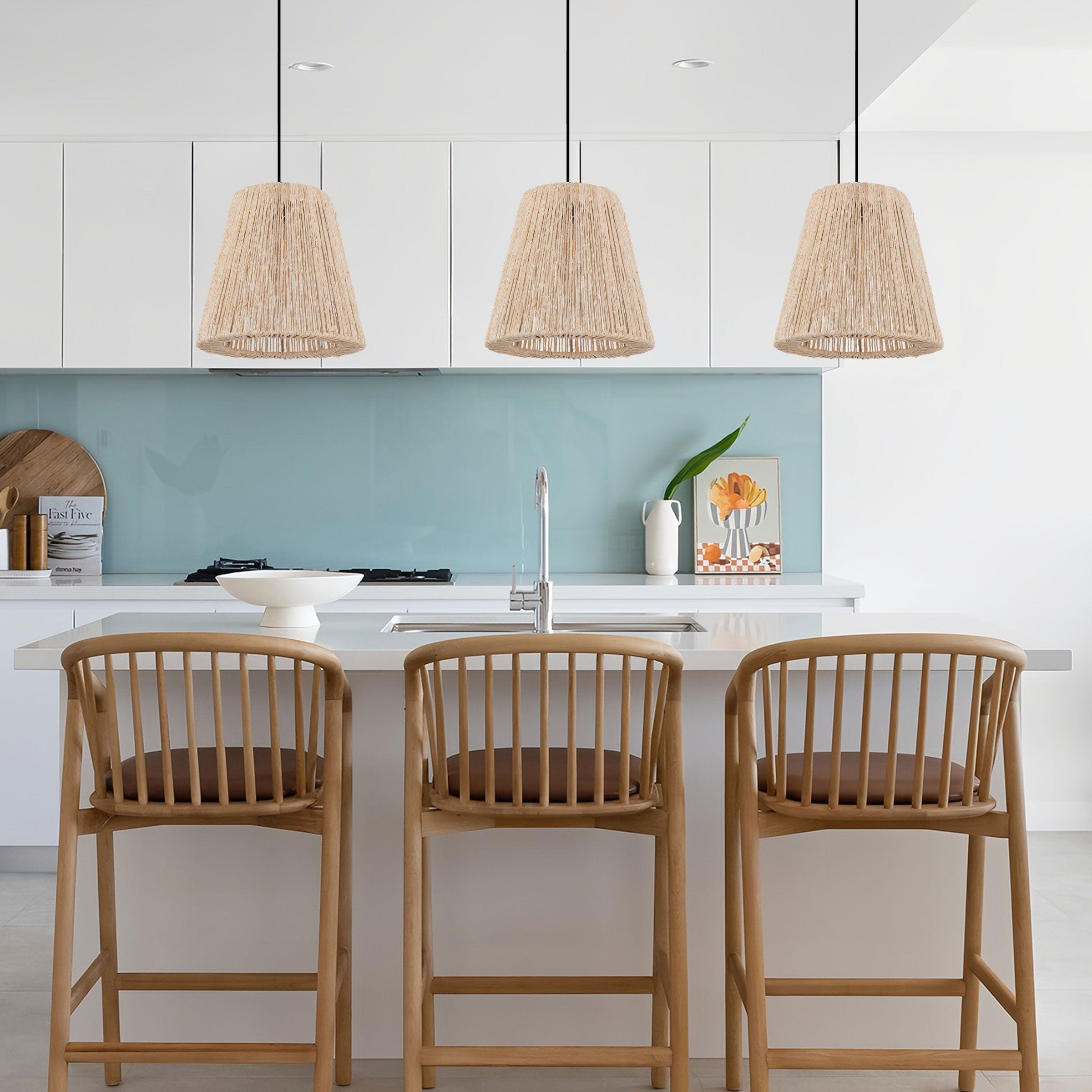 Living Nest UK Rustic Hemp Rope Woven Pendant Light for Cozy Interiors Living Nest UK