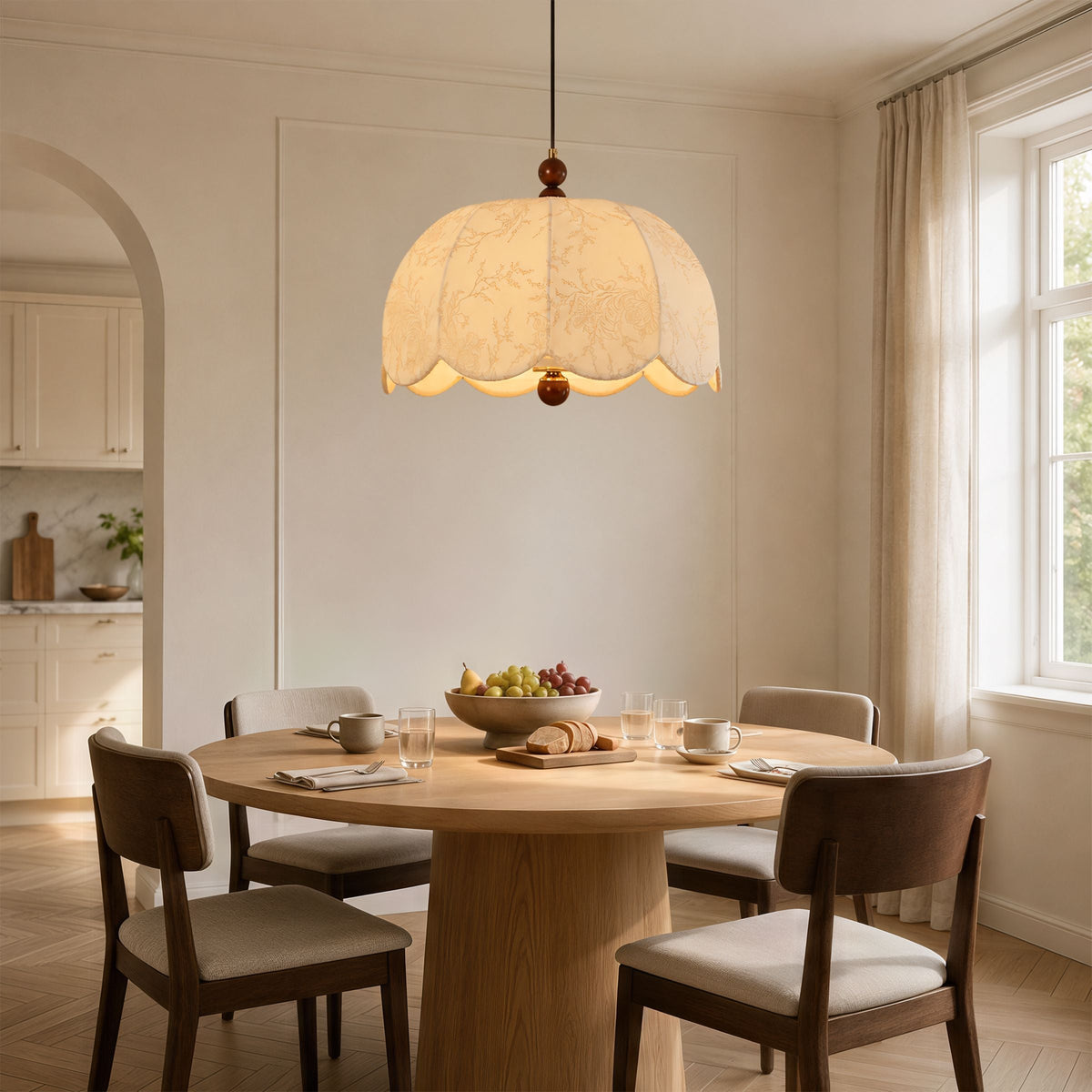 yellow fabric pendant light with shade and canopy details