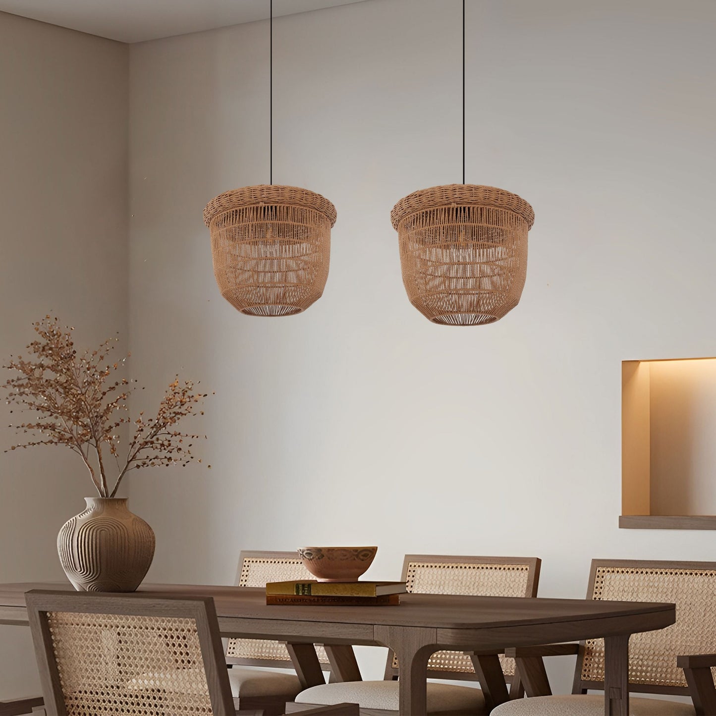 Living Nest UK Rustic Paper Rope and Iron Basket Pendant Light for Cozy Spaces Living Nest UK