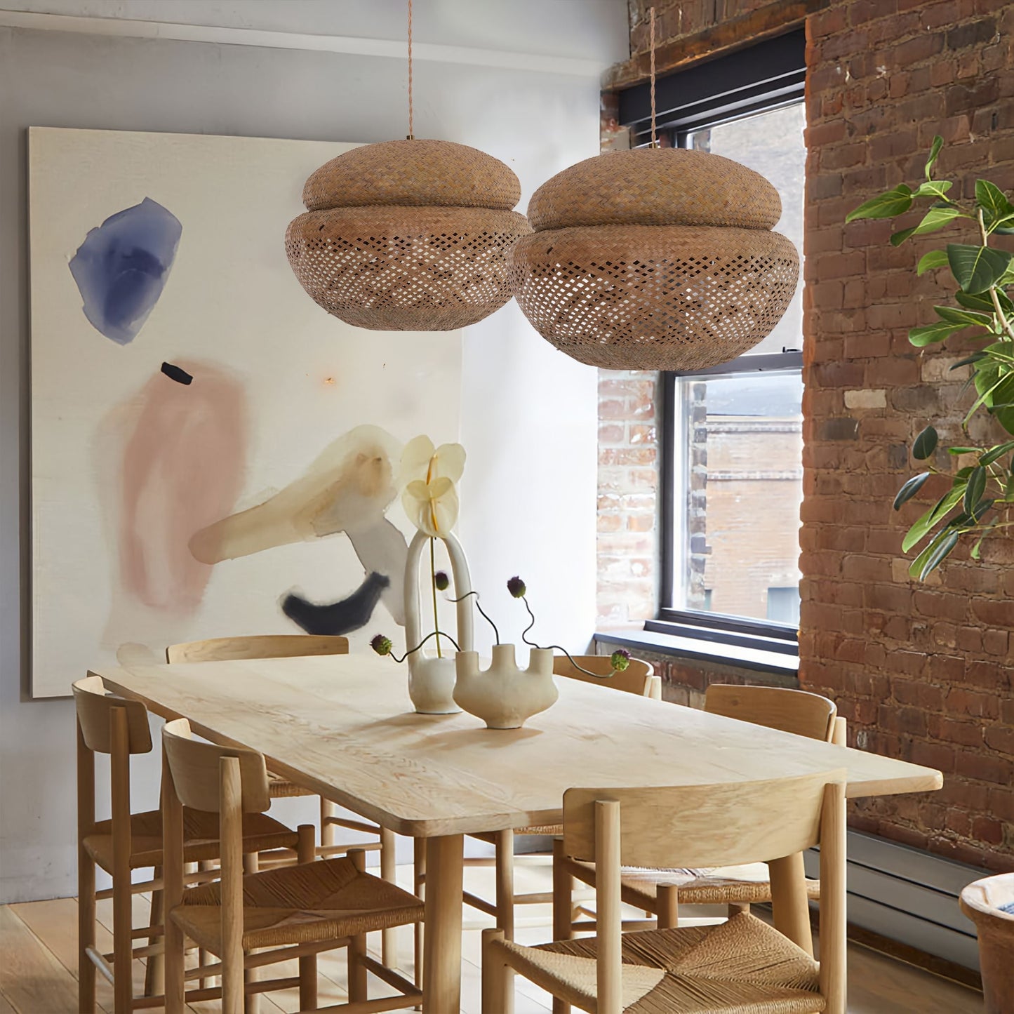 Living Nest UK Handwoven Natural Bulrush Pendant Light with Pot Lid-Inspired Design Living Nest UK