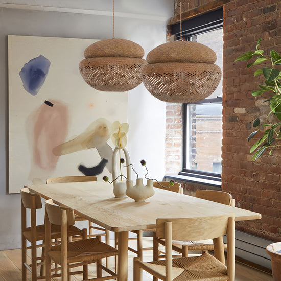 Living Nest UK Handwoven Natural Bulrush Pendant Light with Pot Lid-Inspired Design Living Nest UK