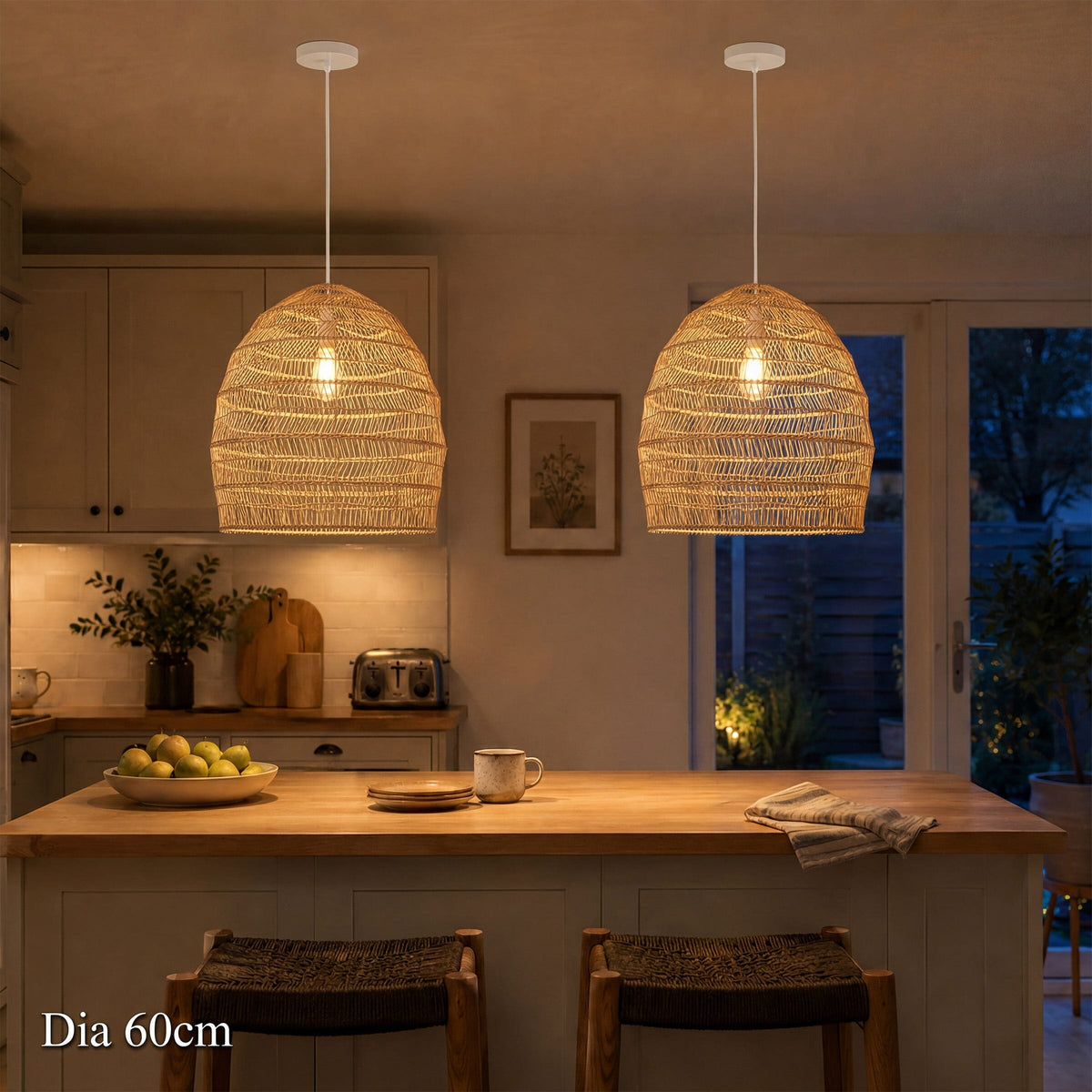 Lightsin Natural Rattan Pendant Light with Optional Woven Inner Sphere Lightsin UK