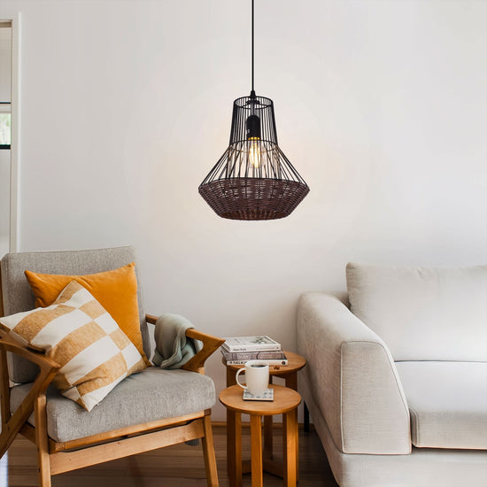 Lightsin Geometric Rattan Pendant Light for Timeless Elegance and Warmth Lightsin UK 