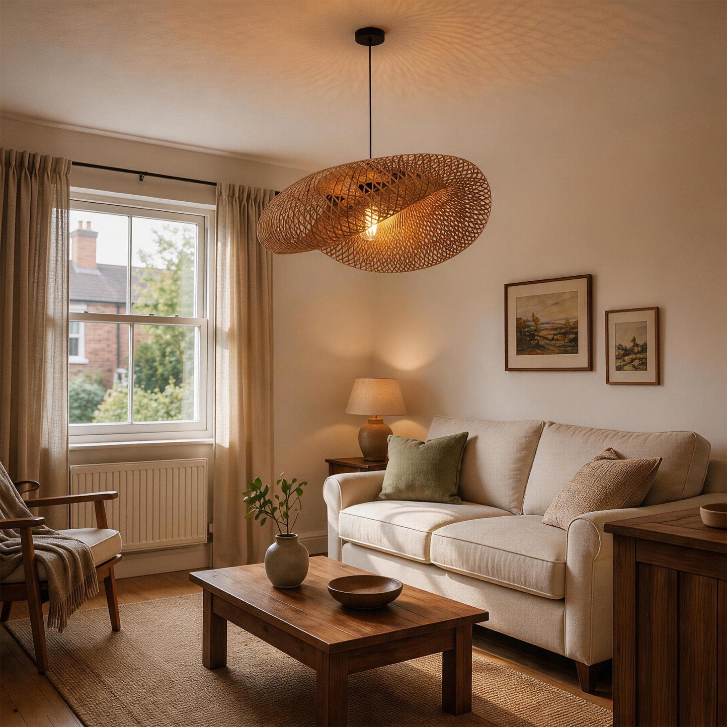 Lightsin Eco-Friendly Handmade Bamboo Pendant Light 60/80cm for Dining Room & Living Room Lightsin UK 