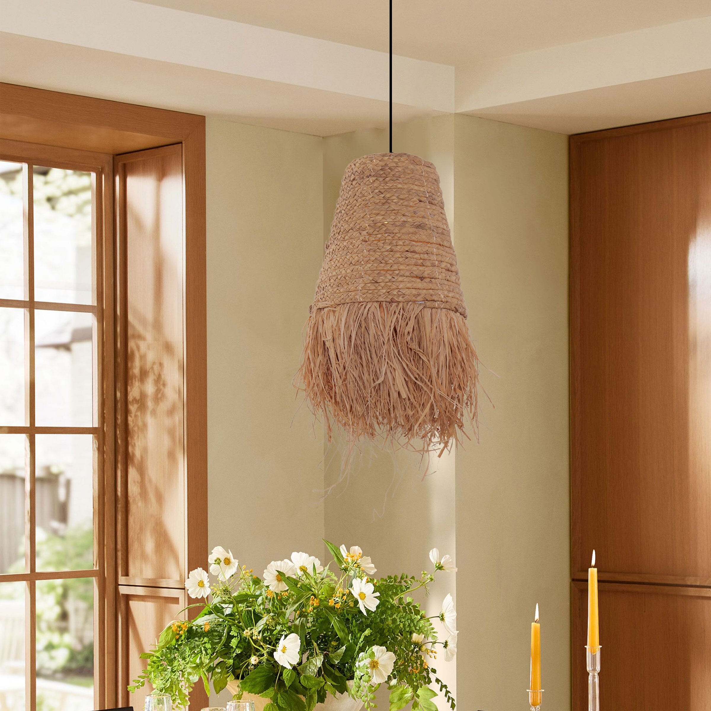 Living Nest UK Zen Wabi-Sabi Woven Pendant Light with Natural Grass Texture Living Nest UK