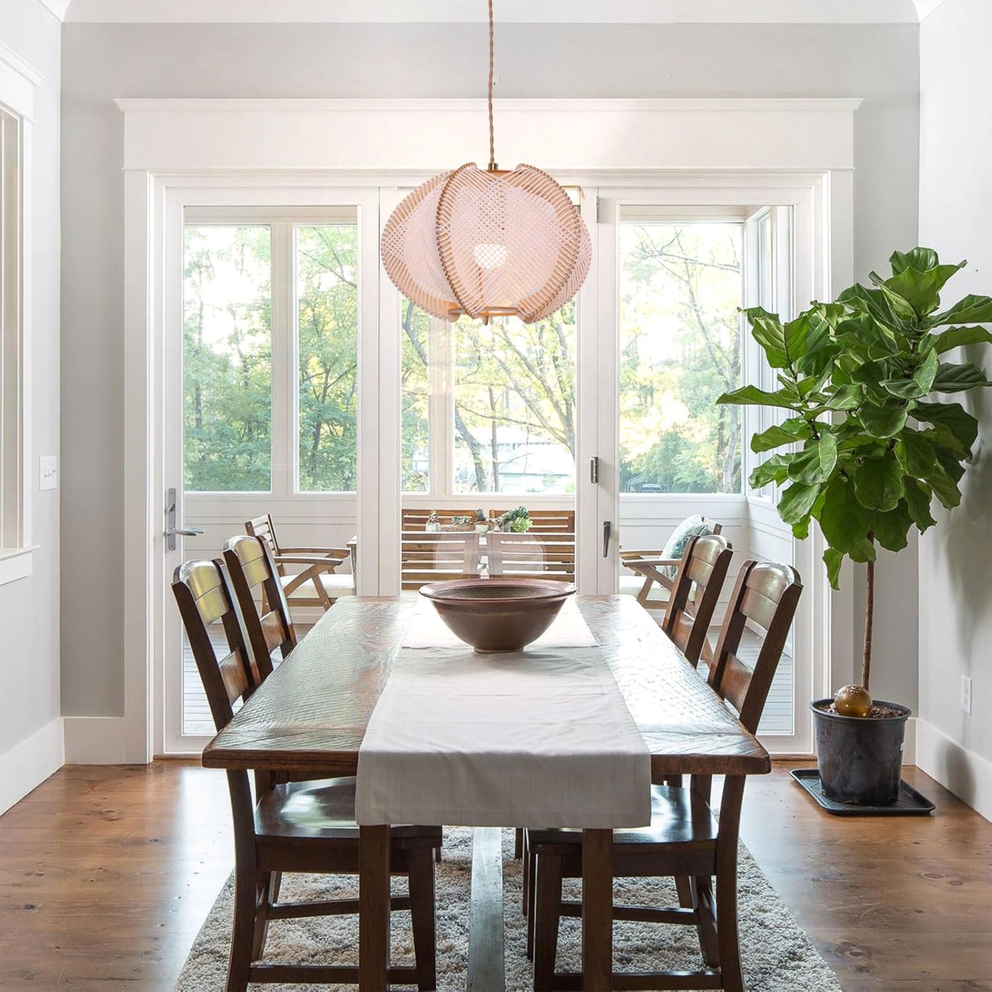 Living Nest UK Rustic Elegance with Paper Rope and Wood Pendant Light Living Nest UK