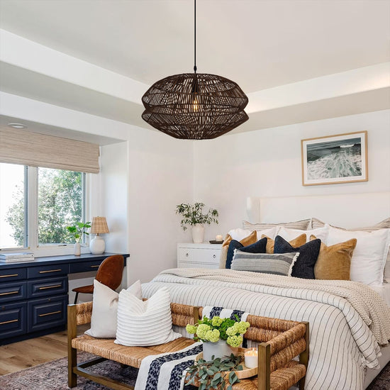 Lightsin Eco-Friendly Handwoven Rustic Farmhouse Rattan Pendant Light Lightsin UK 