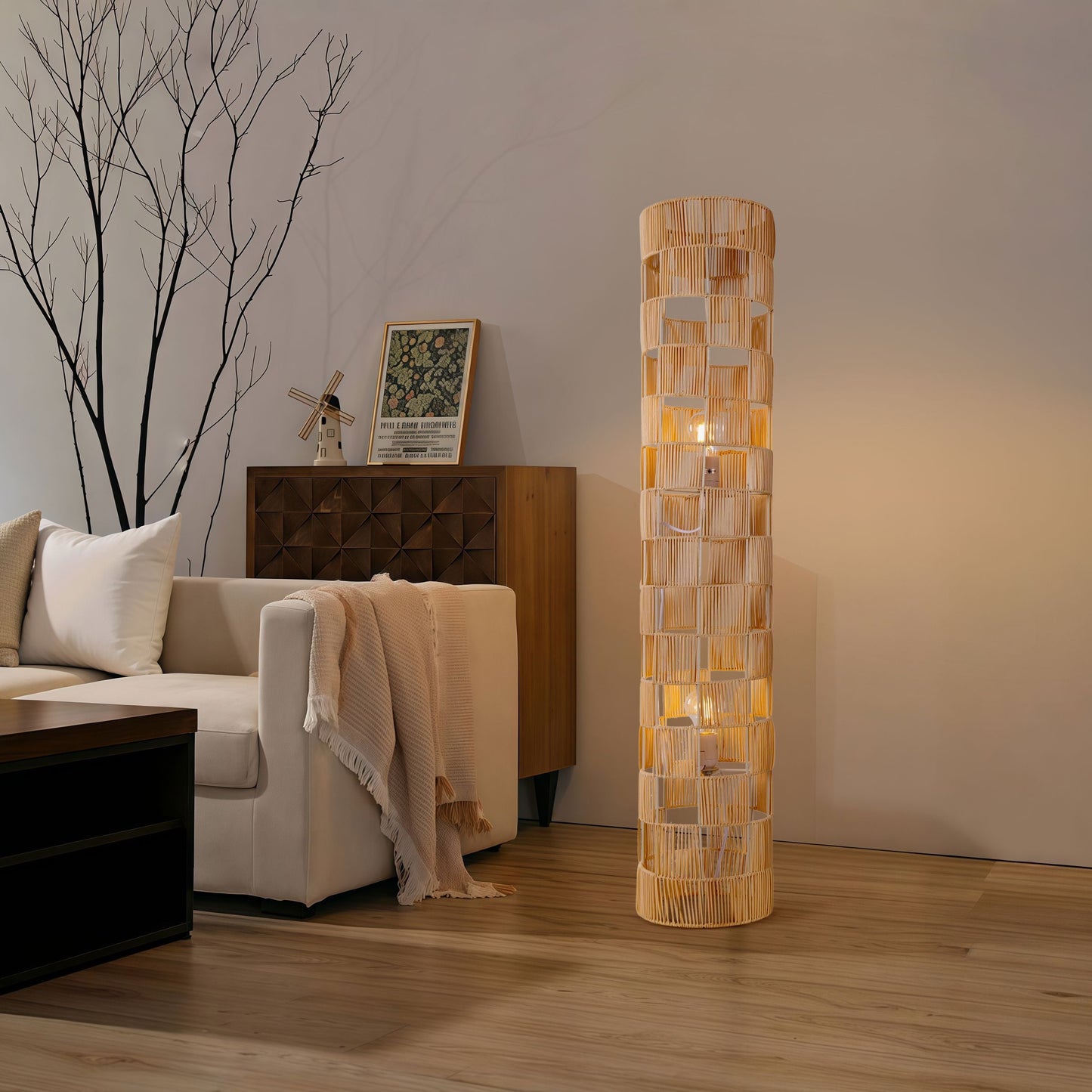 Lightsin Minimalist Square Hollow Rattan Floor Lamp Lightsin UK 