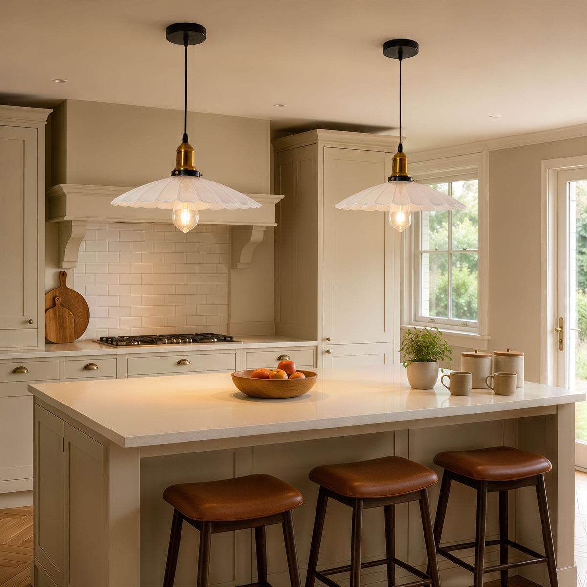 white iron pendant light shown as a clean product view