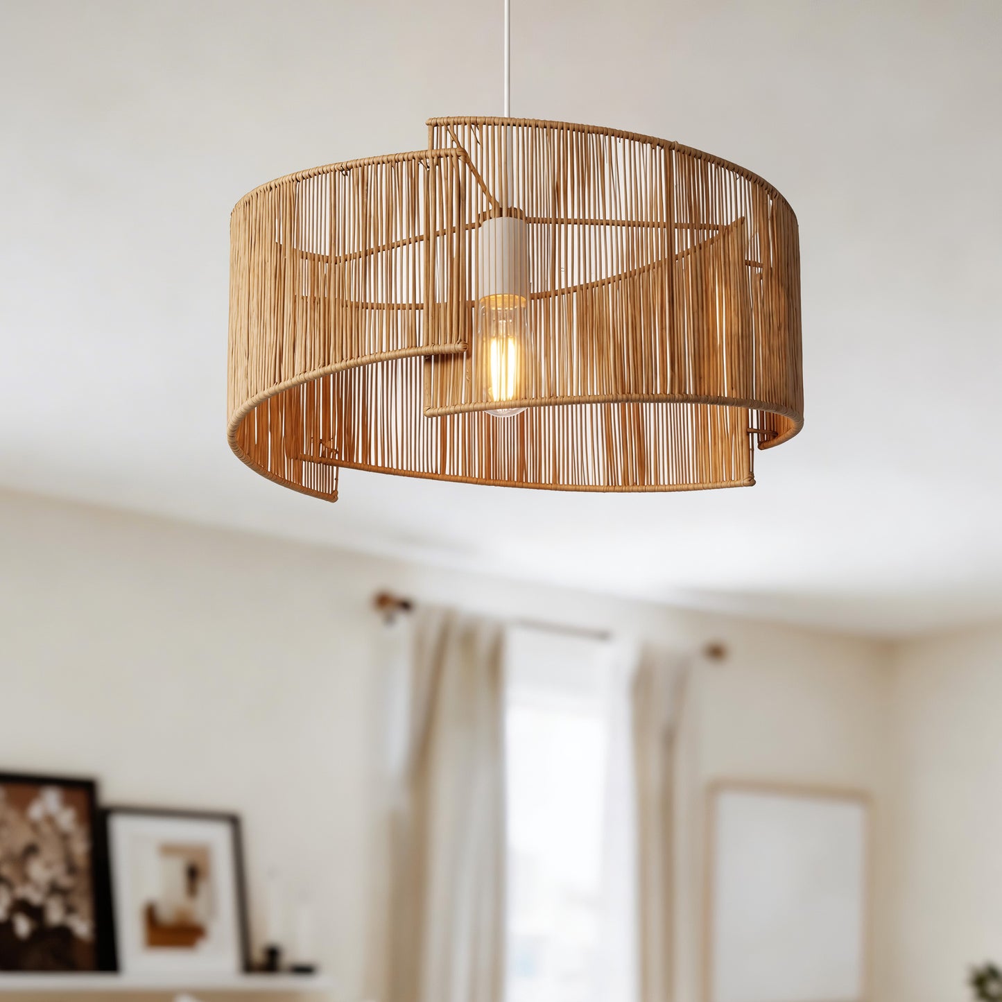 Twist Handwoven Paper Rope Pendant Light for Cozy Living Spaces