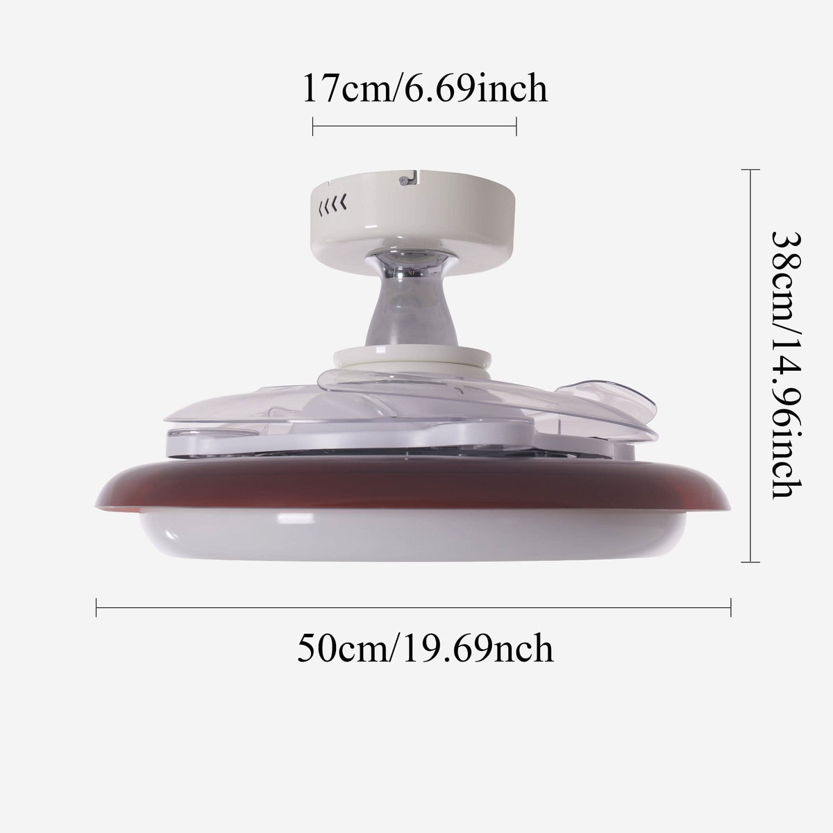 36 inch ceiling fan with dimmable LED light in a neutral lounge setting