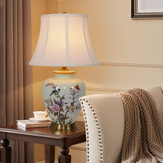 Living Nest UK Vintage Ceramic Floral Table Lamp with Copper Base for Bedside and Table Lighting Living Nest UK