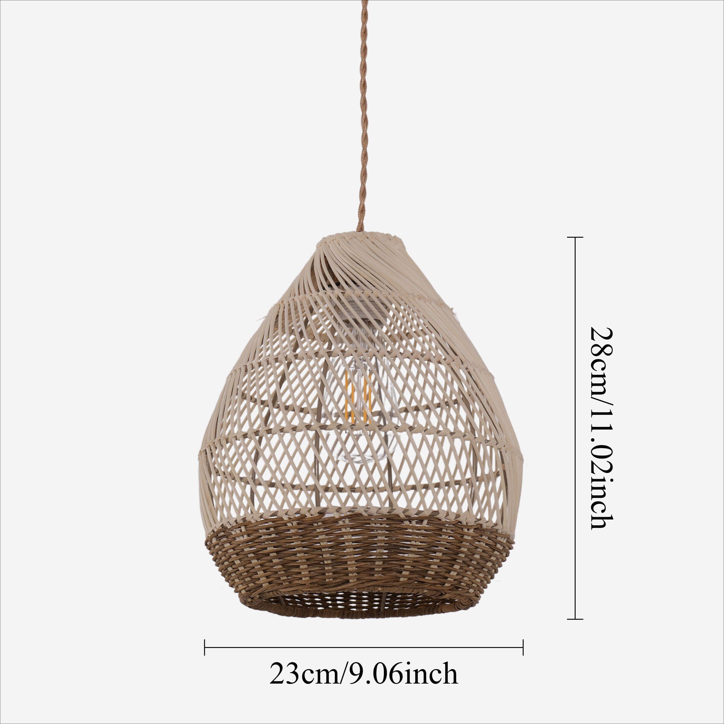 Living Nest UK Handwoven Boho Teardrop Design Rattan Iron Pendant Light Living Nest UK