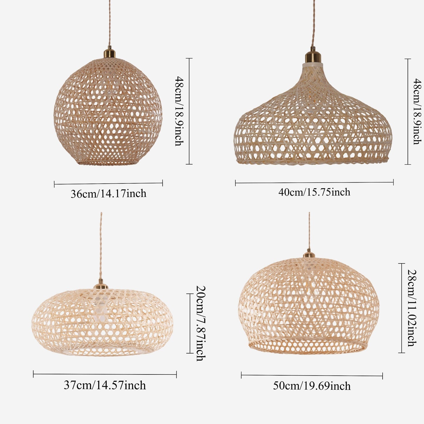 Living Nest UK Natural Bamboo Pendant Light with Handwoven Lampshades in Four Sizes Living Nest UK