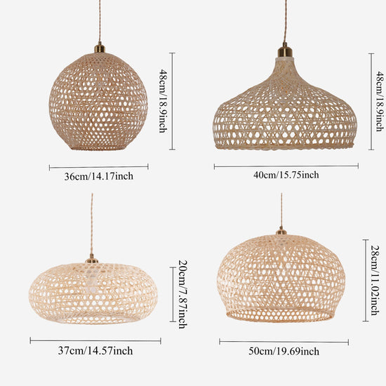 Living Nest UK Natural Bamboo Pendant Light with Handwoven Lampshades in Four Sizes Living Nest UK