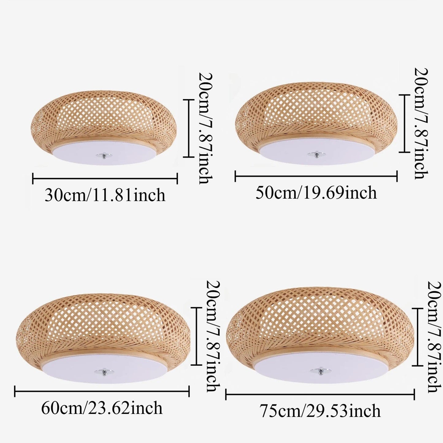 four-size bamboo ceiling light chart