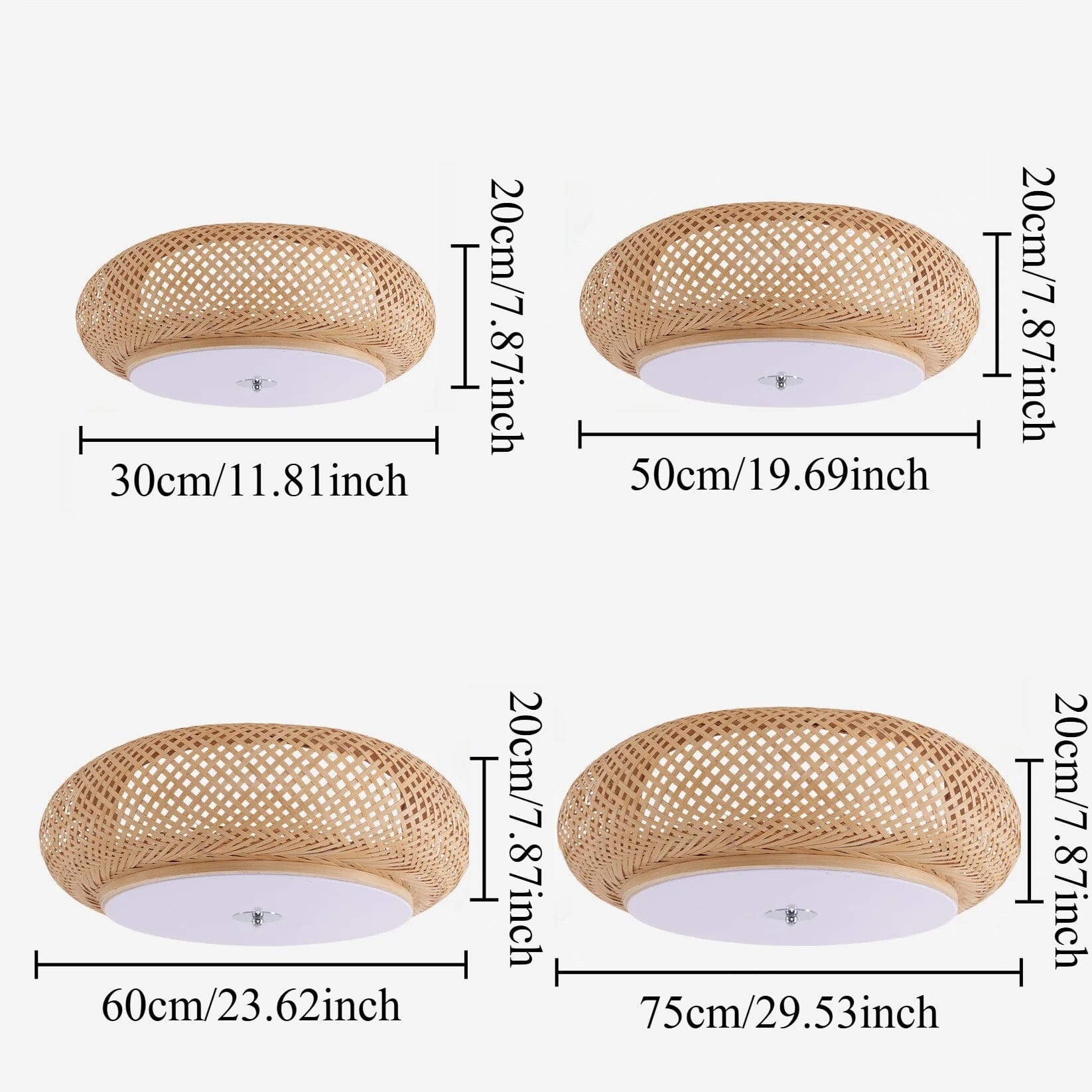 four-size bamboo ceiling light chart