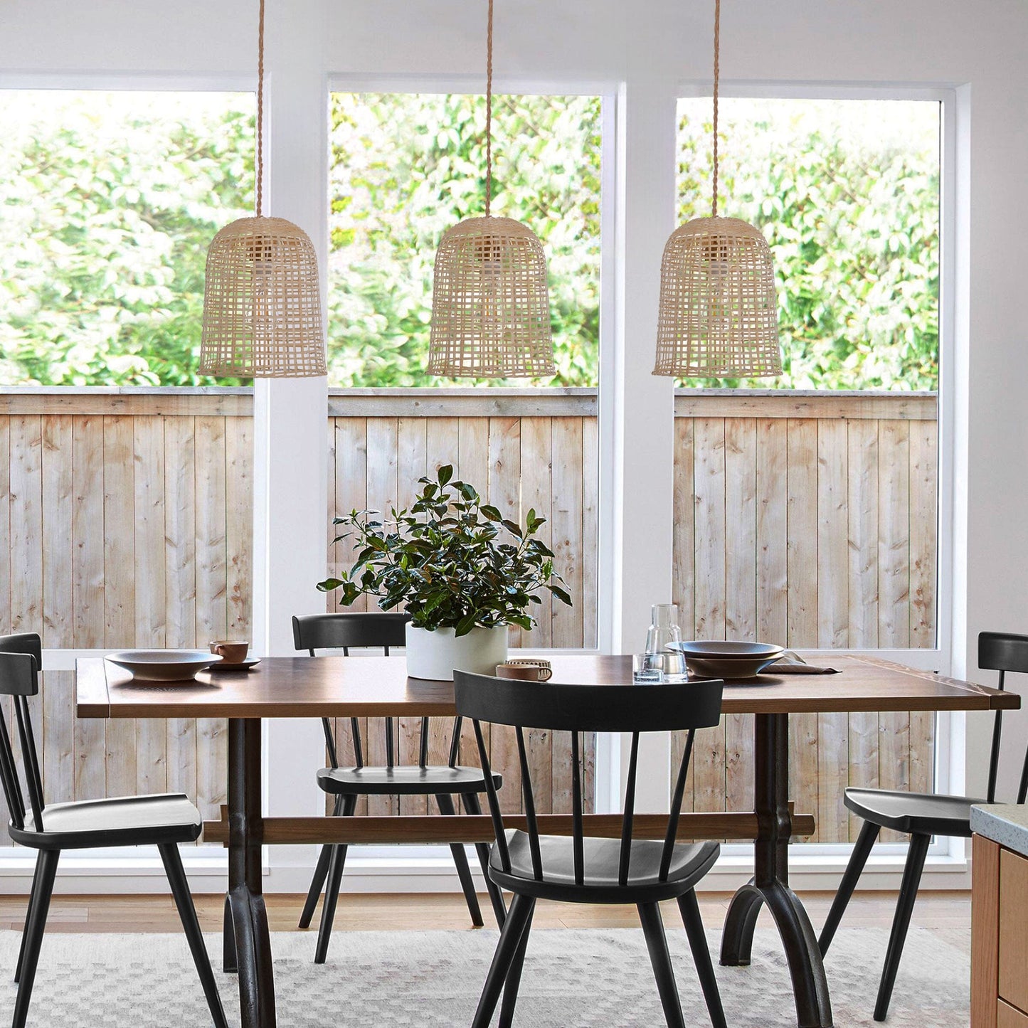 Living Nest UK Eco-Friendly Natural Woven Bamboo Pendant Light for Cozy Ambiance Living Nest UK