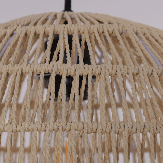 Living Nest UK Handwoven Cotton Rope and Iron Round Pendant Light for Cozy Spaces Living Nest UK